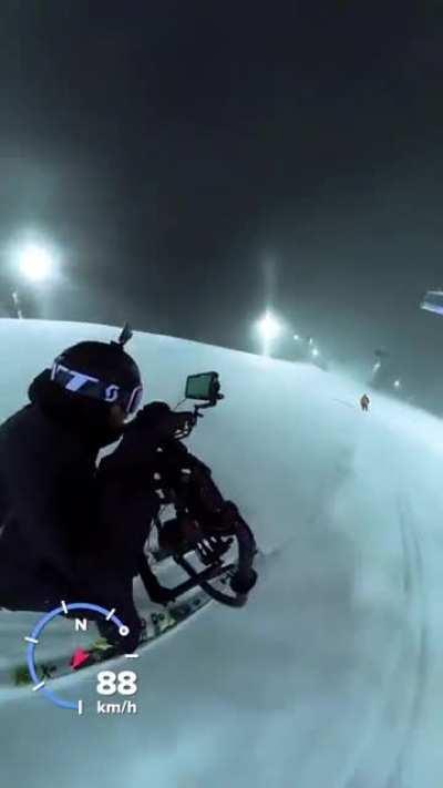 Filming while skiing at 90km/h