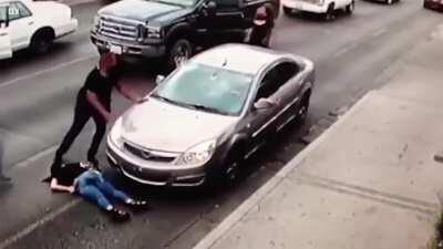 DBS crossing the busy street, running in high heels!