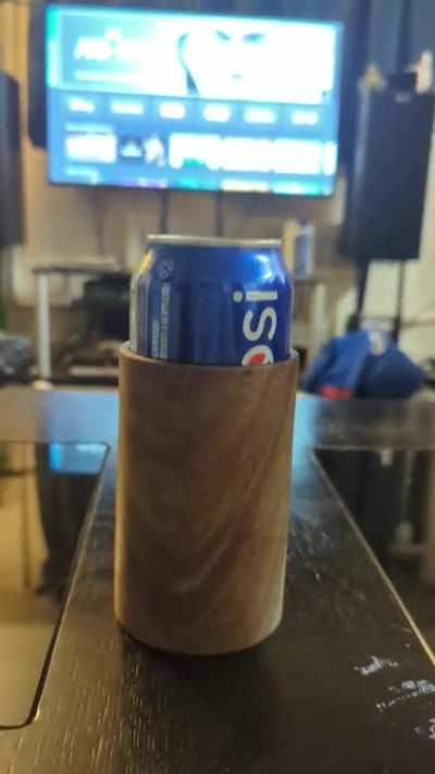 the fit on this walnut can holder my brother turned for me on his lathe