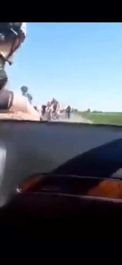 Car pulls over for bikers only to smash into group going 0 mph