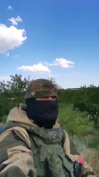 Ru pov: A Russian soldier records his military unit, along with a column of BMP-3 armored vehicles, purportedly heading towards Ukraine. The video also shows a military service K-9 dog accompanying the soldiers.