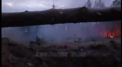 ru pov: Russian BMPT Terminator engaging Ukrainian targets in the woods - Kremennaya
