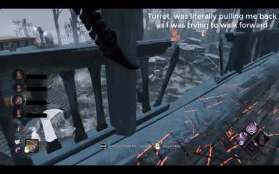 Sometimes Xenomorph gets stuck on turret fire. The flame attaches to you and acts like a rubber band.