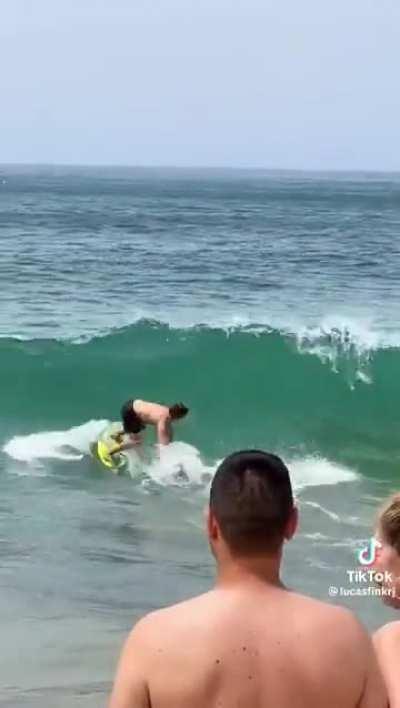 The primary surfer character is upset because no one is applauding.