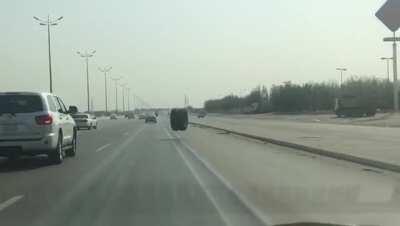 Wheels story on the highway. LOL