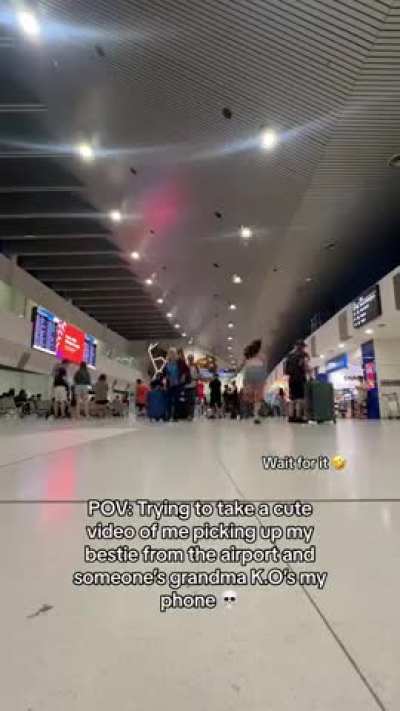 Leaving your phone on the floor of a busy airport to film something and being surprised when someone hits it