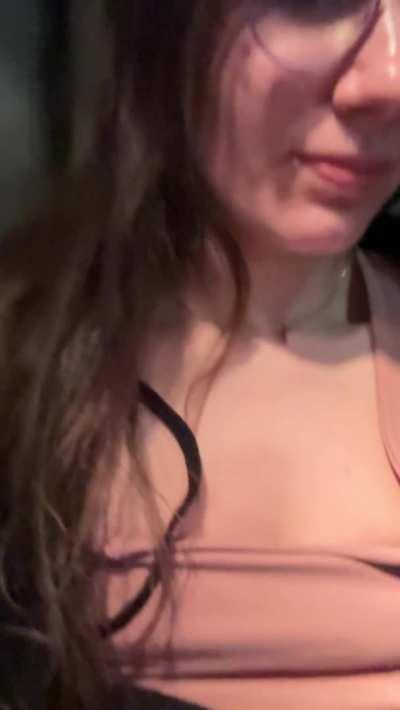 Flashing my saggy tits on the Amtrak [GIF]