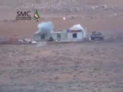 Rebels harass and bombard a solitary SAA tank position in the Syrian desert (2013)