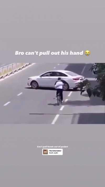 Who needs hands to ride a bicycle