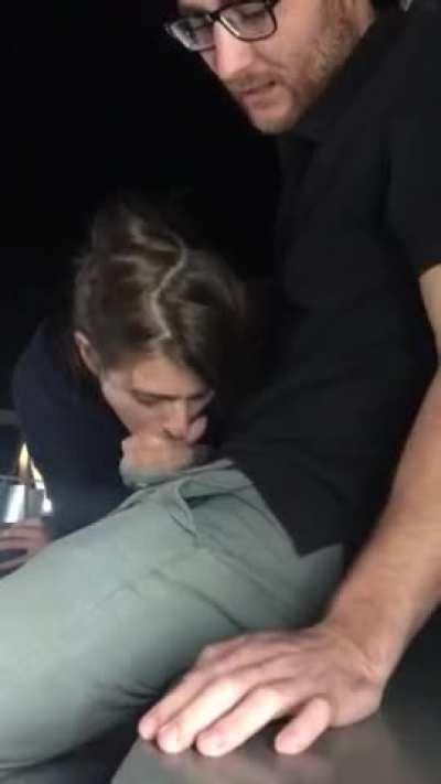 Eating cum on a bridge!