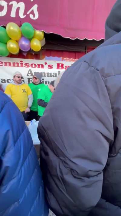 Toddler man spews homophobic slurs and racist remarks towards news crew at Paczki eating competition