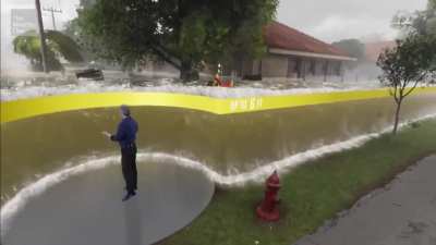 The storm surge for Hurricane Milton is expected to be 15 feet. To give you an idea of how deadly this is, here's what 9 feet looks like: