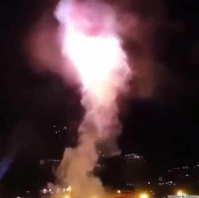 Putting fireworks in a hot air balloon.