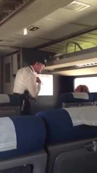 Crazy lady freaks out in train - 
