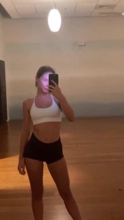 Atheltic shorts look so good on her