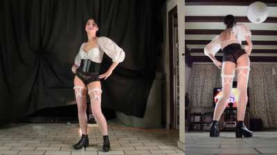 And for my last show, here's my best dance outfit ! 😍

It's so beautiful and so sexy ! Those shaping panties looks so good, especialy without the tailcoat and the view on my 🍑 ♥
And wait till you see my trimmed🐱between the curtains of the tailcoat 🤤
Link 