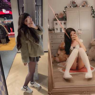 good girls wear the tiniest skirts AND innie cages when they go to the mall😰