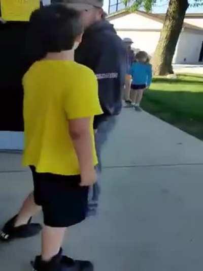 Disrespectful kids hits man, gets darth vadered.