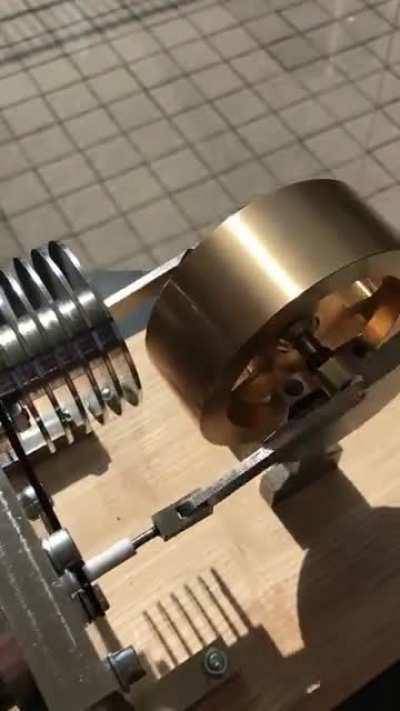 A Stirling Motor my friend and I constructed and manufactured on our own! We later got it up to ~400 rpm