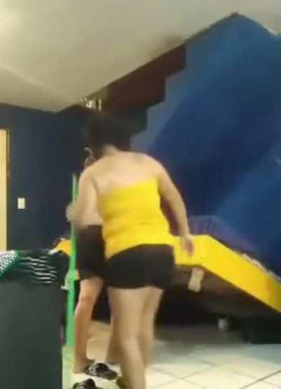 Getting the dog unstuck.