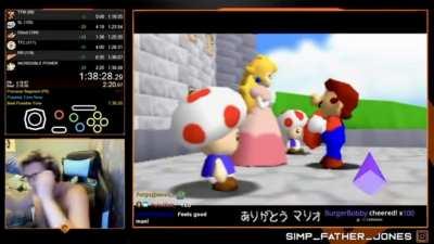 Streamer gets the world record time for Super Mario 64 speedrun and his parents couldn’t be happier for him.