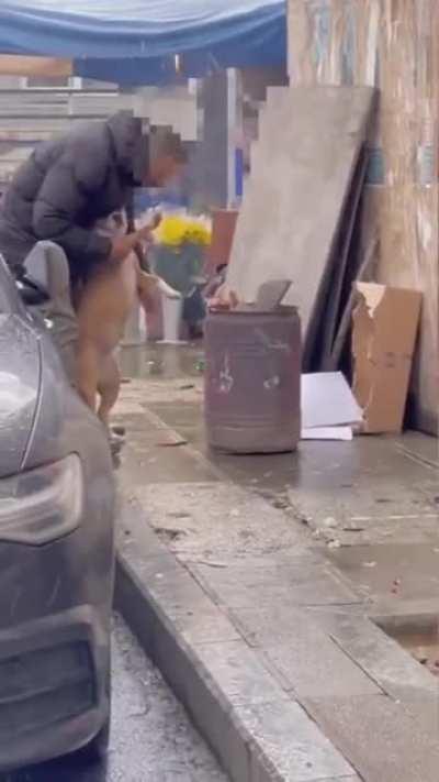 Man warms dog up in Turkey