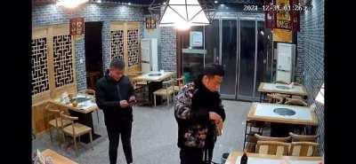 One last swig of water before a trip to the emergency room