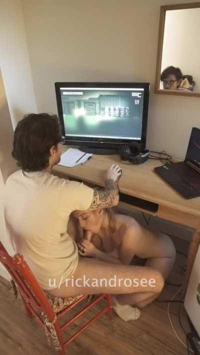 Under-desk support whenever he wants it