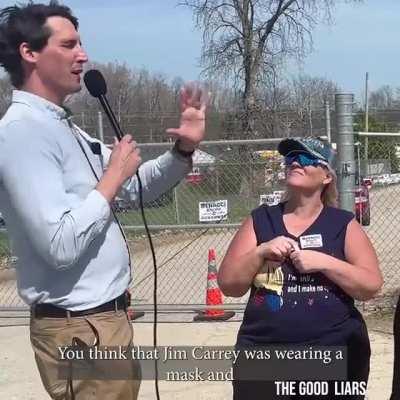 She honestly believes the US President is actually Jim Carrey wearing a mask