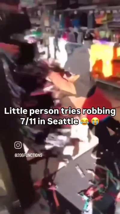 Little dude going apeshit in a gas station