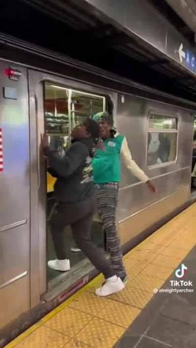 Stopping the subway from leaving so you can make a tiktok dance