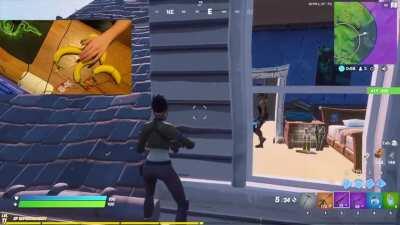 I won a game of Fortnite using bananas as a keyboard. Apparently I needed an audio warning so The following audio may be too loud for some viewers