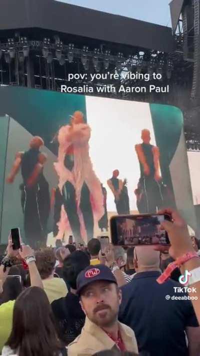 Aaron Paul spotted during Rosalia’s set at Coachella