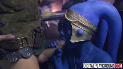 Twi’lek slave girl cosplayer fucking two guys