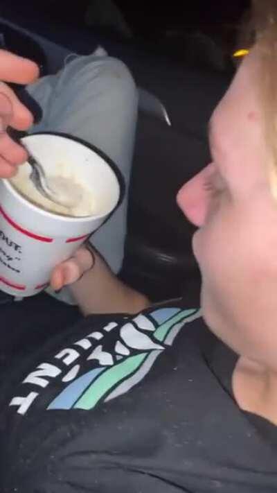 Tommy Enjoying His Shake
