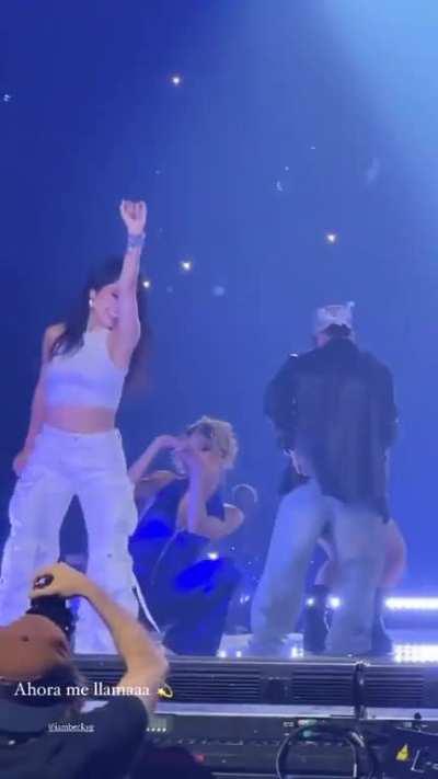 Becky on stage twerking during a concert last night in LA