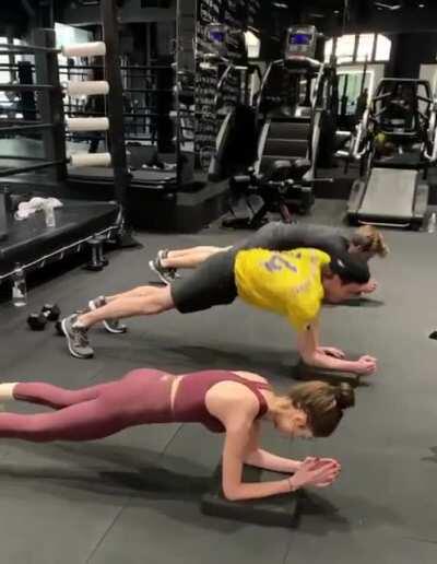 Natalia getting in a workout