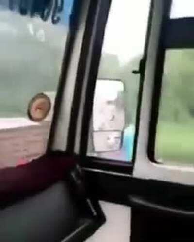 Towing a car, on a motorcycle, without a helmet, and with a dog on his lap... It had to be Brazil.