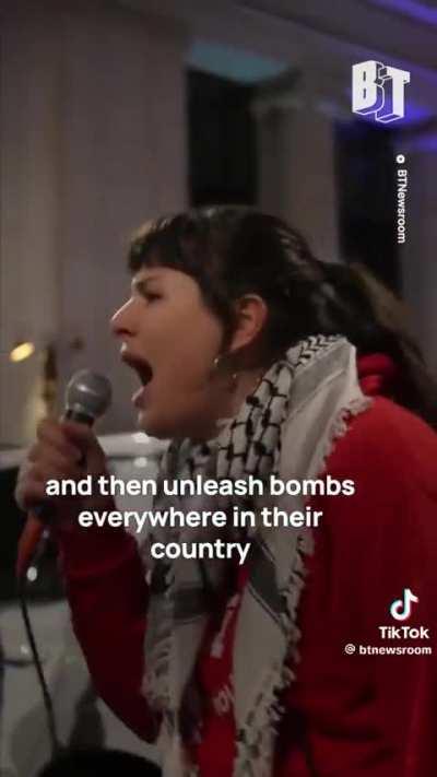 Protesters gather outside Joe Biden's hotel in Denver,holding him responsible for the ongoing war crimes against the Palestinians