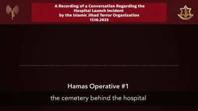 Phone call between hamas members regarding the hospital explosion in Gaza
