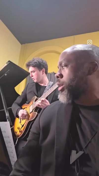 Improvising a solo on an original tune by the big band bandleader called “Alkebulan”