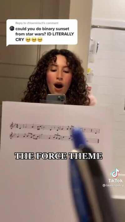 Girl CRUSHES singing Binary Sunset (Force Theme)