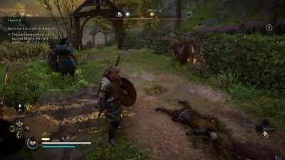 [Assassin's Creed: Valhalla] Guard got kicked so hard he break-danced into next week