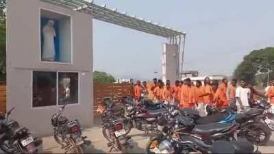 A mob wearing saffron colored shirts and shawls entered the premises of the St. Mother Teresa School in Kannepally, a village in Mancherial district and Vandalized the school and Assaulted Priest. The mob shouting religious slogans threw stones at the sta