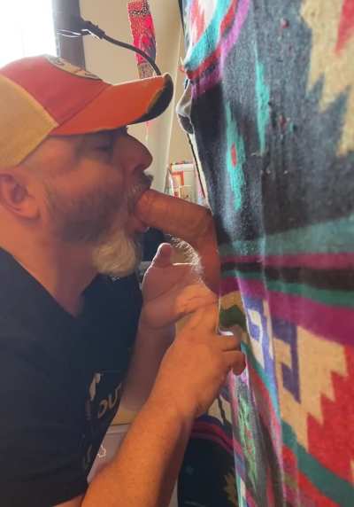 (47) I can’t tell you how much I revere, these big bi beautiful cocks. Pulling them out of their sacred pouch for servicing, is an honor. Look at this beautiful dick. 