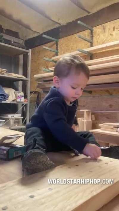 He'll be framing houses by the time he's 7 !