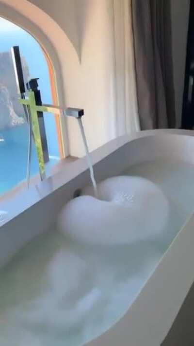 A bathroom with a mesmerizing view in Capri, Italy