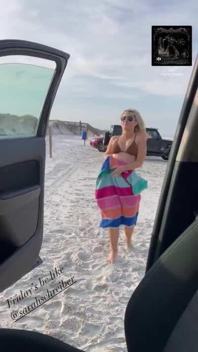 Sarah Schreiber at the beach