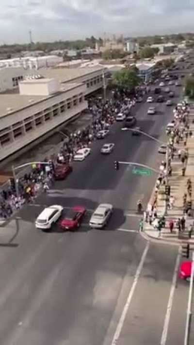 Hundreds of people protest outside of the office of education in Modesto California over mandatory vaccines back in 2021