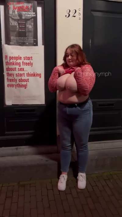 Flashing my tits in public 